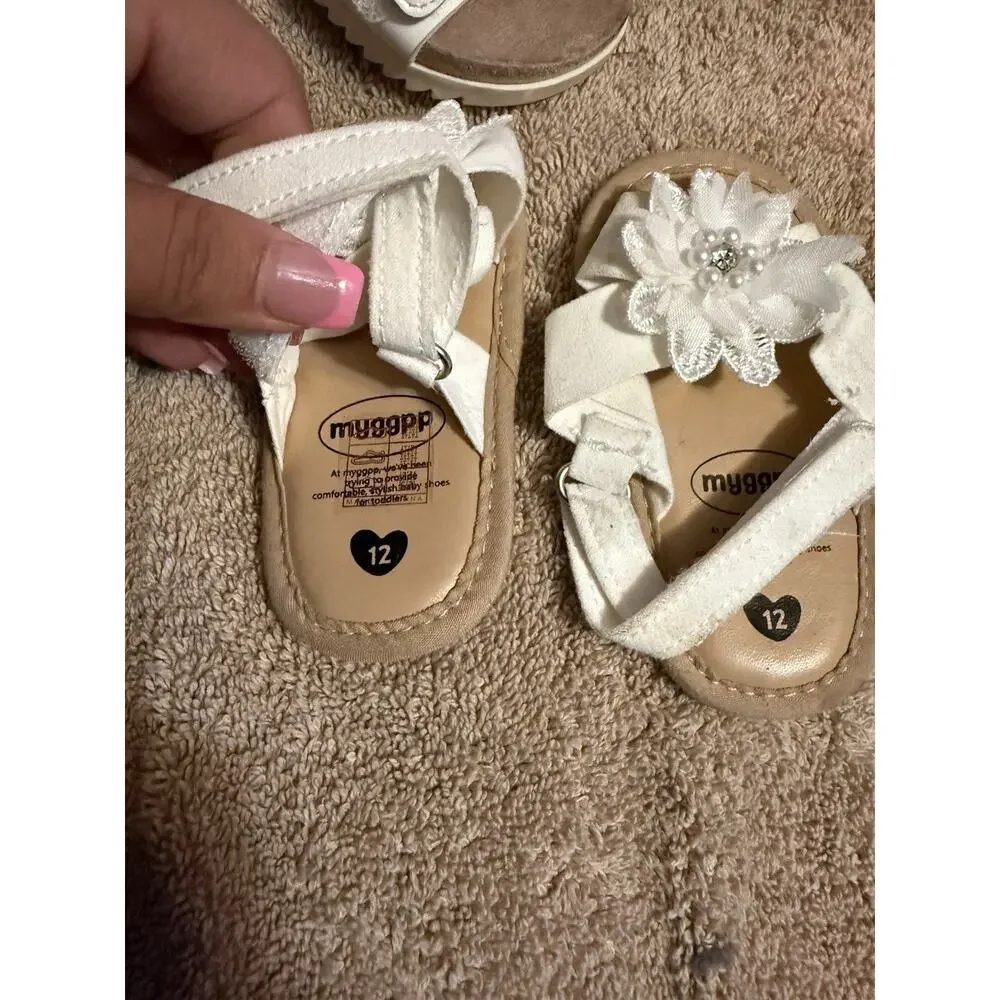 Girls Sandals bundle, 2 carters size (9-12M), 1 size 12m, and 1 size 3c